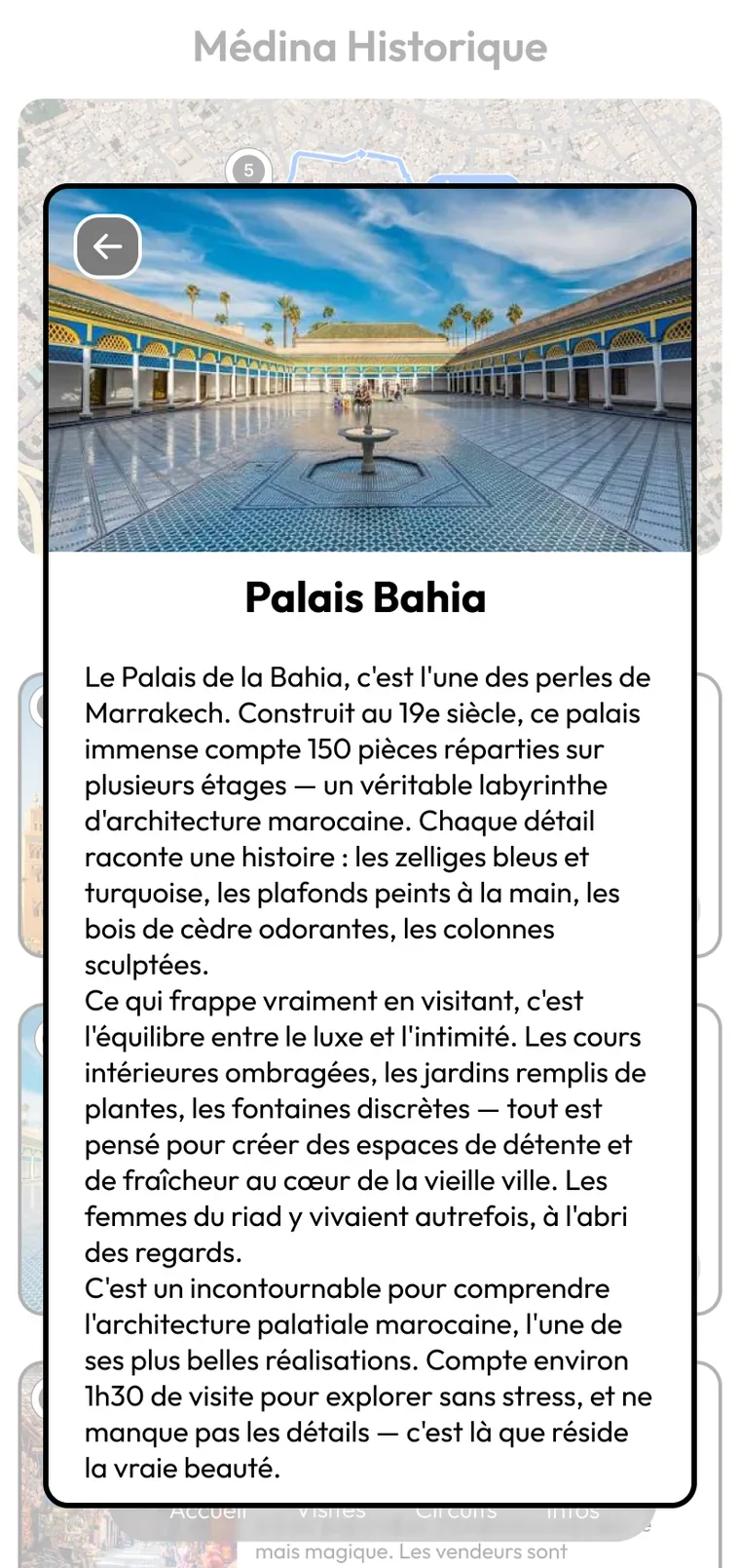 Fiche d'une visite à l'intérieur d'un circuit.